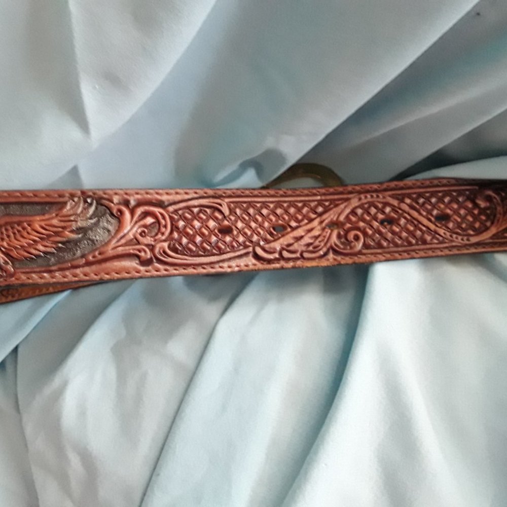 Silver Creek Leather Embossed Brown Belt 30 - Picture 6 of 8